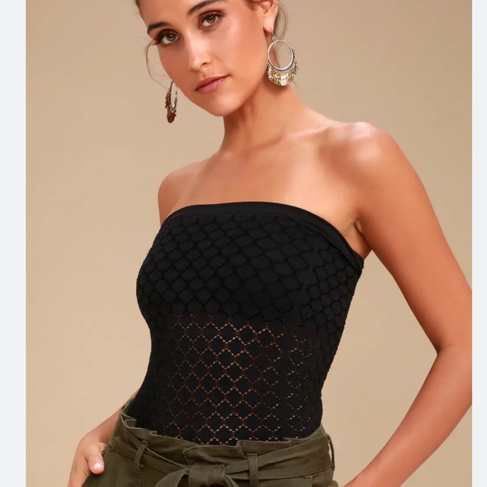 Free People Black Honeycomb Tube Top